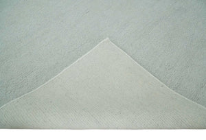 Solid plane Silver Hand Knotted 8x10 Wool Area Rug