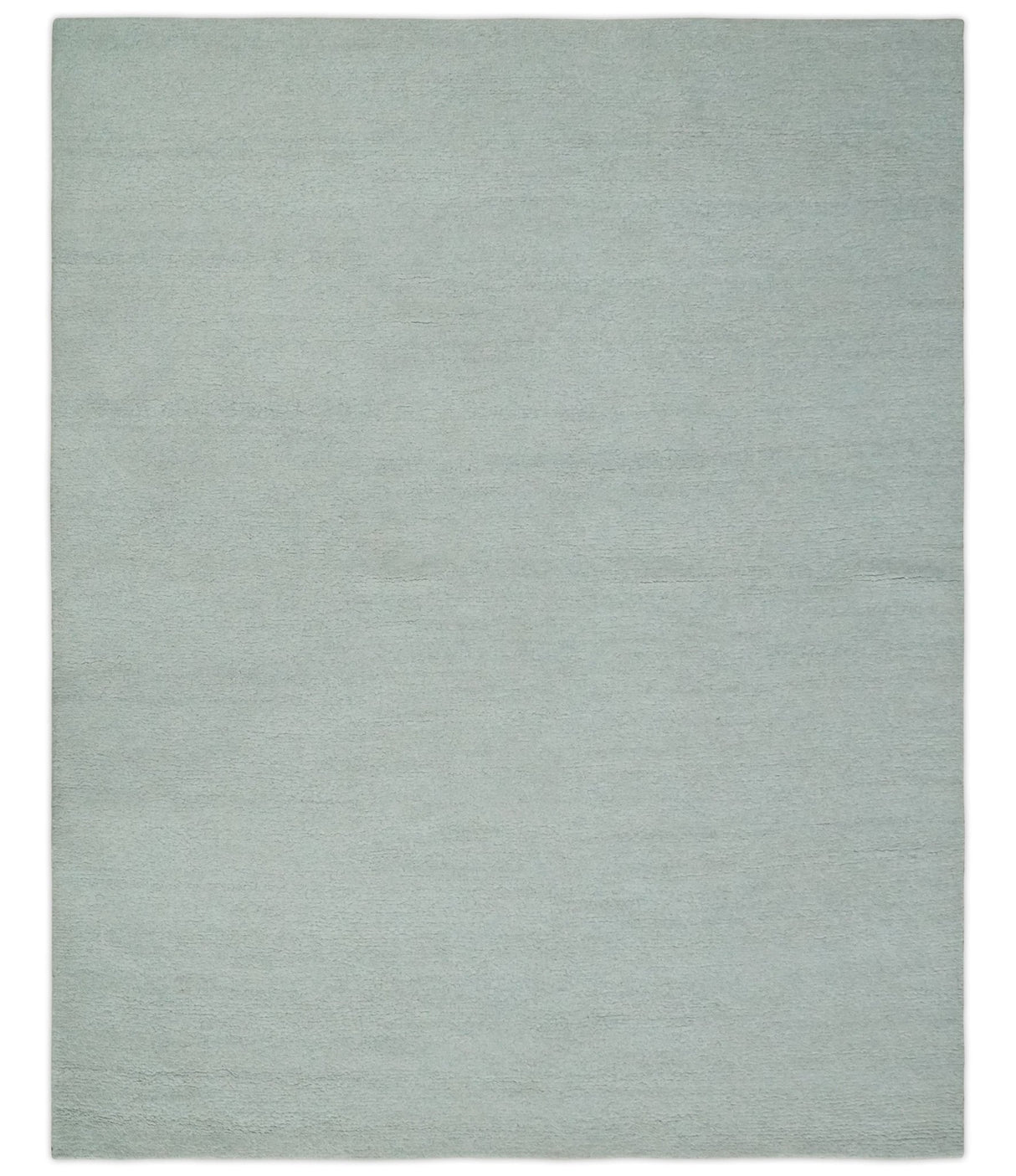 Solid plane Silver Hand Knotted 8x10 Wool Area Rug