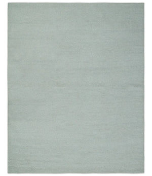 Solid plane Silver Hand Knotted 8x10 Wool Area Rug