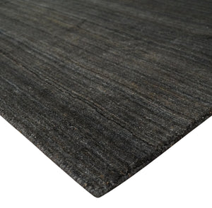 Solid Shaded Charcoal 5x7 Blended Wool Hand Woven Area Rug