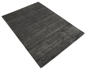 Solid Shaded Charcoal 5x7 Blended Wool Hand Woven Area Rug