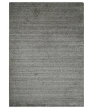 Modern Solid Shaded Gray 5x7 Blended Wool Hand woven Area Rug