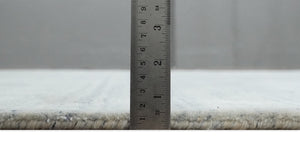 Modern Solid Silver and White  5x7 Blended Wool Hand woven Area Rug