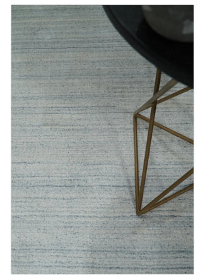 Modern Solid Silver and White  5x7 Blended Wool Hand woven Area Rug