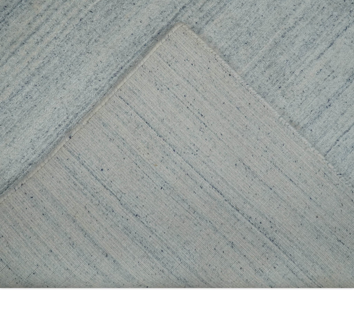 Modern Solid Silver and White  5x7 Blended Wool Hand woven Area Rug