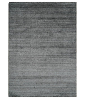 Modern Solid Gray Shaded 5x7 Blended Wool Hand Woven Area Rug