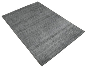 Modern Solid Gray Shaded 5x7 Blended Wool Hand Woven Area Rug