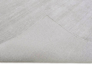 Modern Solid Silver Hand Woven Wool and Viscose Rug