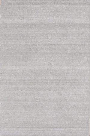 Modern Solid Silver Hand Woven Wool and Viscose Rug