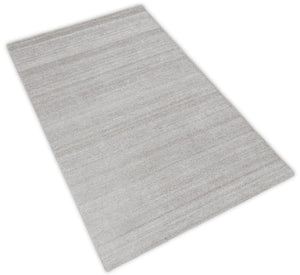 Modern Solid Silver Hand Woven Wool and Viscose Rug