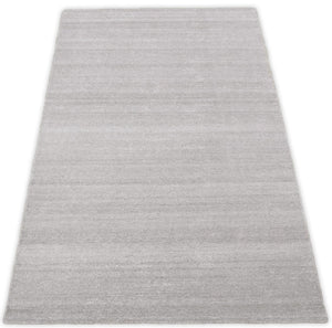 Modern Solid Silver Hand Woven Wool and Viscose Rug