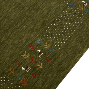 Solid with Border Patterns Hand Loomed Wool Area Rug