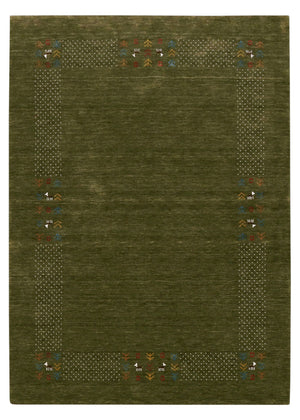 Solid with Border Patterns Hand Loomed Wool Area Rug