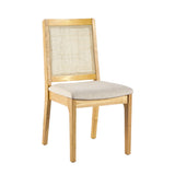 Solid Wood Dining Chair with Rattan Inset Back, Set of 2 - Dining Chairs