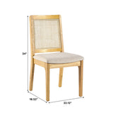 Solid Wood Dining Chair with Rattan Inset Back, Set of 2 - Dining Chairs
