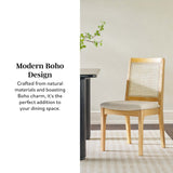 Solid Wood Dining Chair with Rattan Inset Back, Set of 2 - Dining Chairs