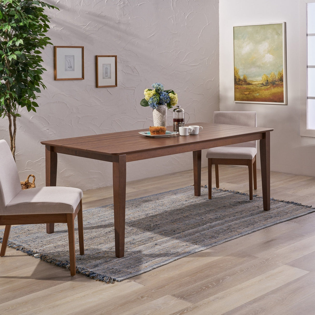 Solid Wood Dining Table with Square Legs - Dining Tables