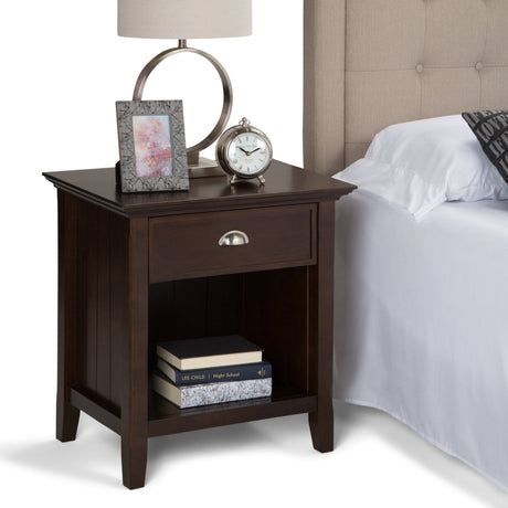 Solid Wood Nightstand with Drawer and Open Bottom Storage - Nightstands