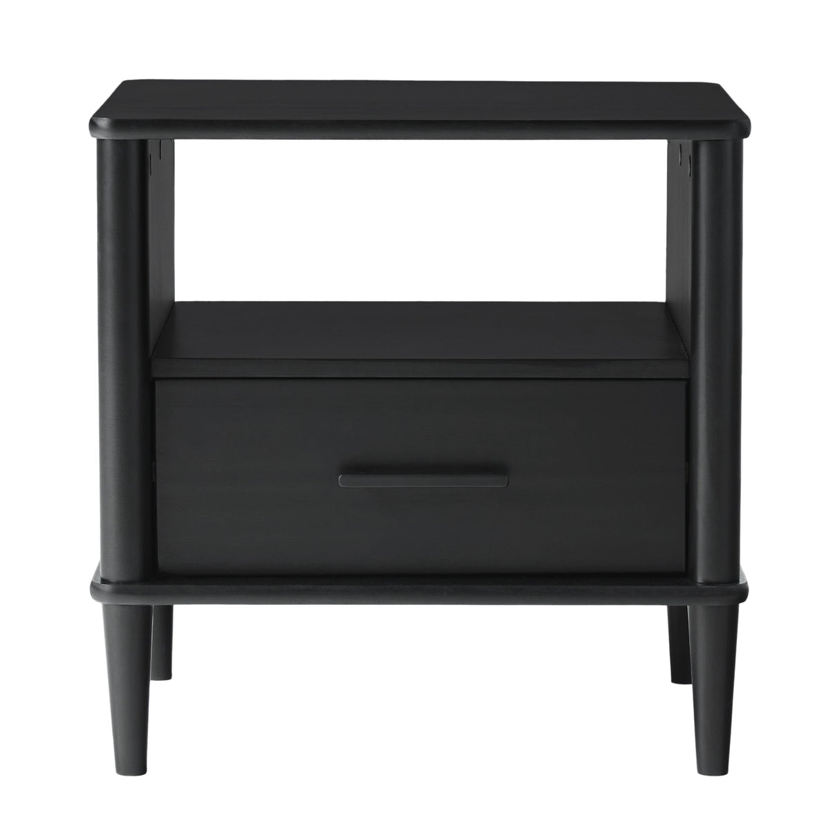 Solid Wood Spindle Nightstand with Drawer and Open Cubby - Nightstands