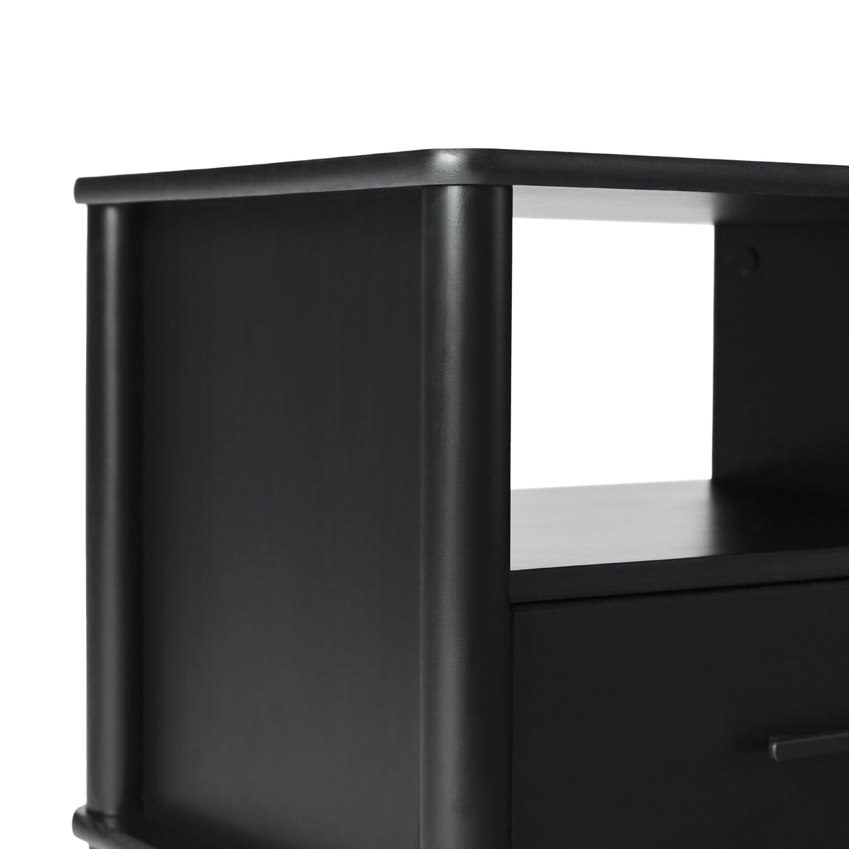 Solid Wood Spindle Nightstand with Drawer and Open Cubby - Nightstands
