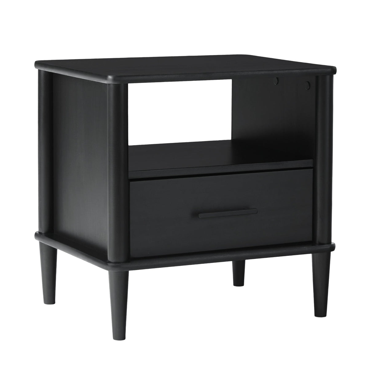 Solid Wood Spindle Nightstand with Drawer and Open Cubby - Nightstands