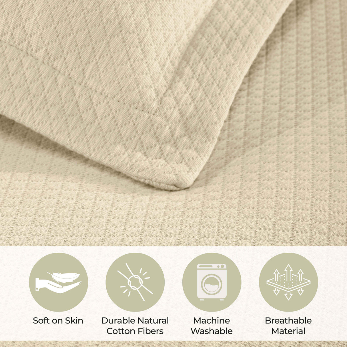 Solitaire Jacquard Matelassé Cotton Diamond Solitaire Bedspread Set - Bedspread by Superior Brand