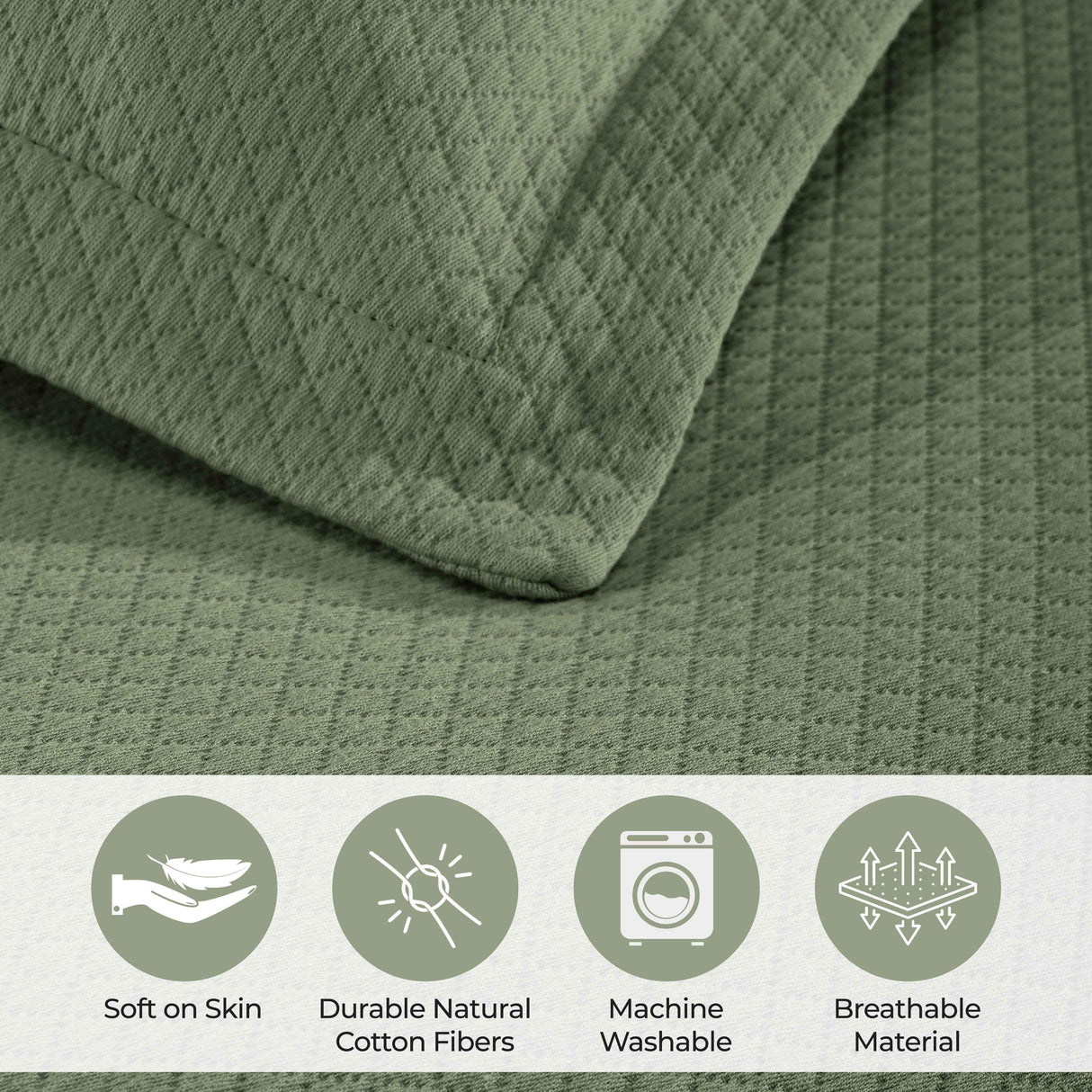 Solitaire Jacquard Matelassé Cotton Diamond Solitaire Bedspread Set - Bedspread by Superior Brand