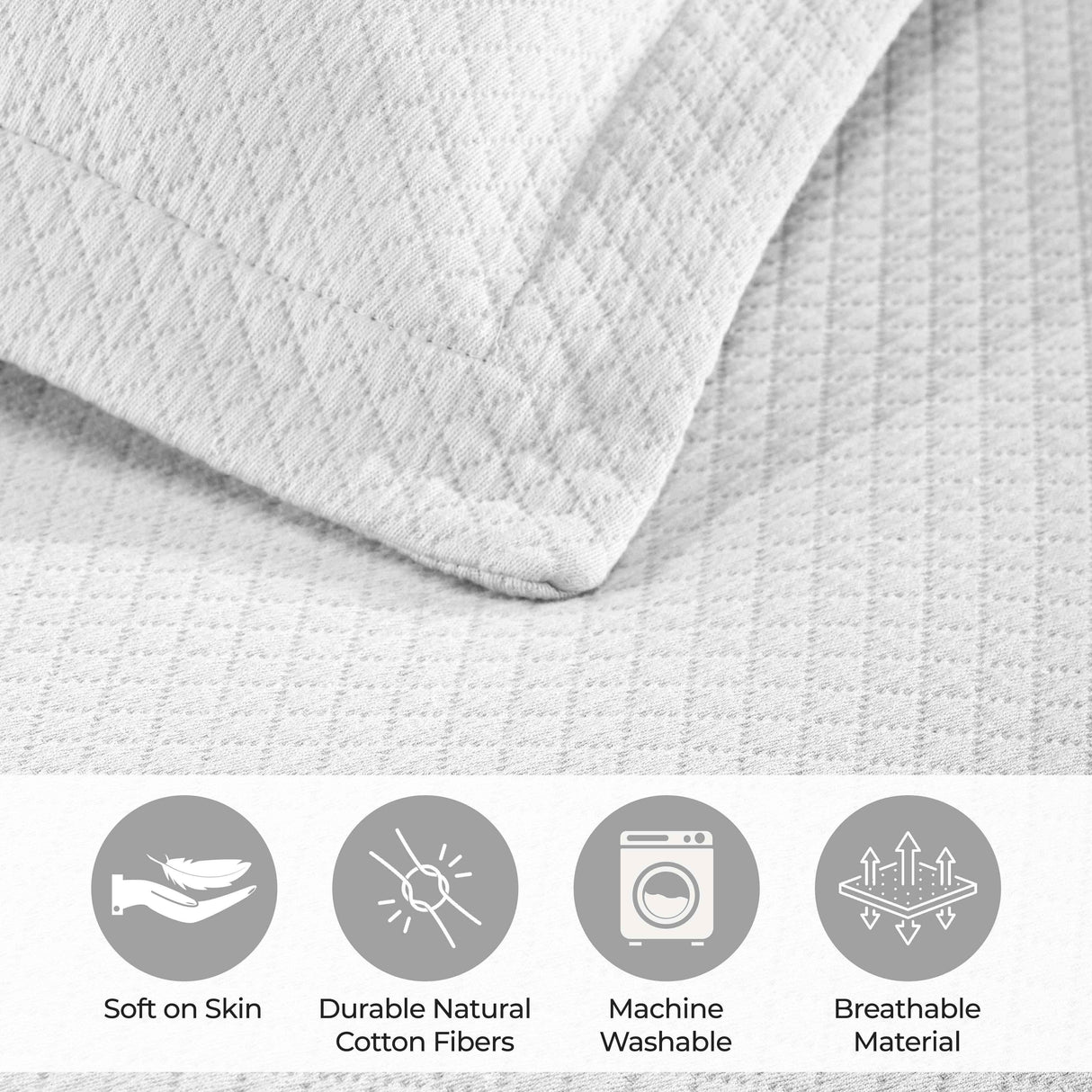 Solitaire Jacquard Matelassé Cotton Diamond Solitaire Bedspread Set - Bedspread by Superior Brand