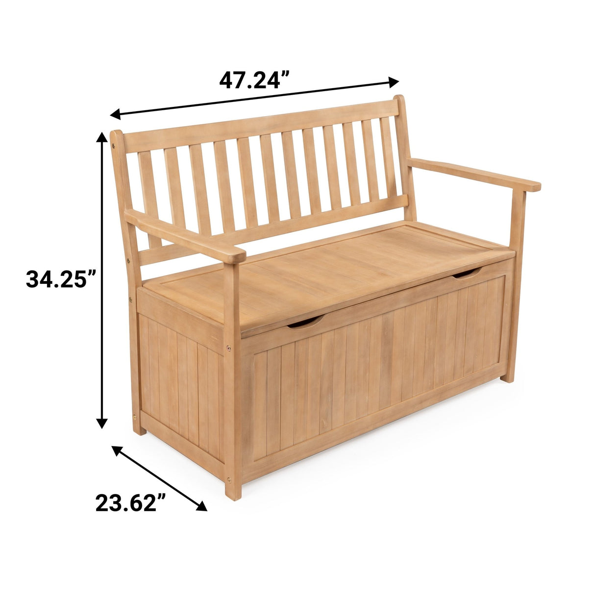 Sophie traditional farmhouse lift - top acacia wood storage & entry bench - Tuesday Morning - Outdoor Storage Boxes