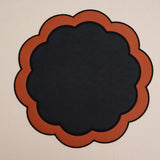 Serenity Black Orange Scalloped Faux Leather Placemats