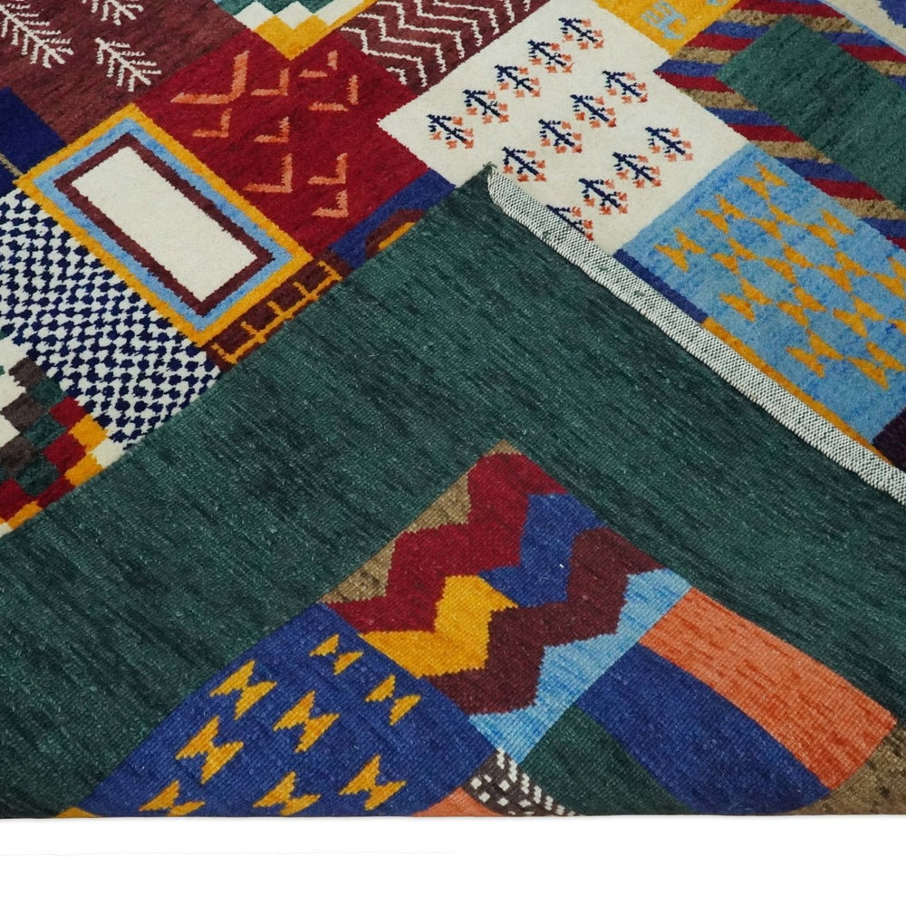 5x7 Multicolor Shapes Modern loop and cut Wool Hand Woven Rug