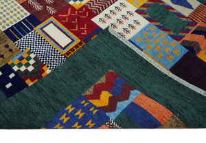 5x7 Multicolor Shapes Modern loop and cut Wool Hand Woven Rug