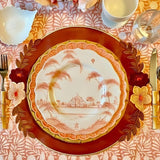 JASMINE DARK ORANGE ROUND FAUX LEATHER PLACEMAT