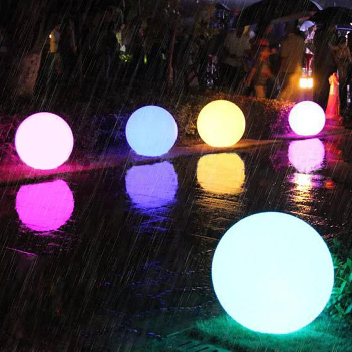 Modern PE Globe Outdoor Garden Light LED Rechargeable 16-Color IP55