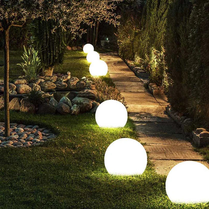 Modern PE Globe Outdoor Garden Light LED Rechargeable 16-Color IP55
