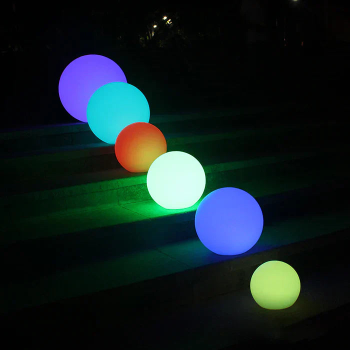 Modern PE Globe Outdoor Garden Light LED Rechargeable 16-Color IP55