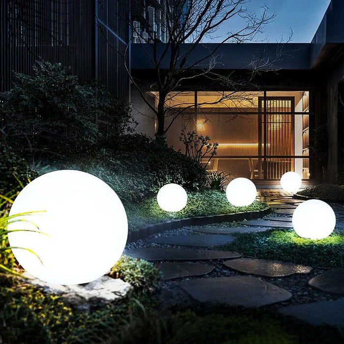 Modern PE Globe Outdoor Garden Light LED Rechargeable 16-Color IP55
