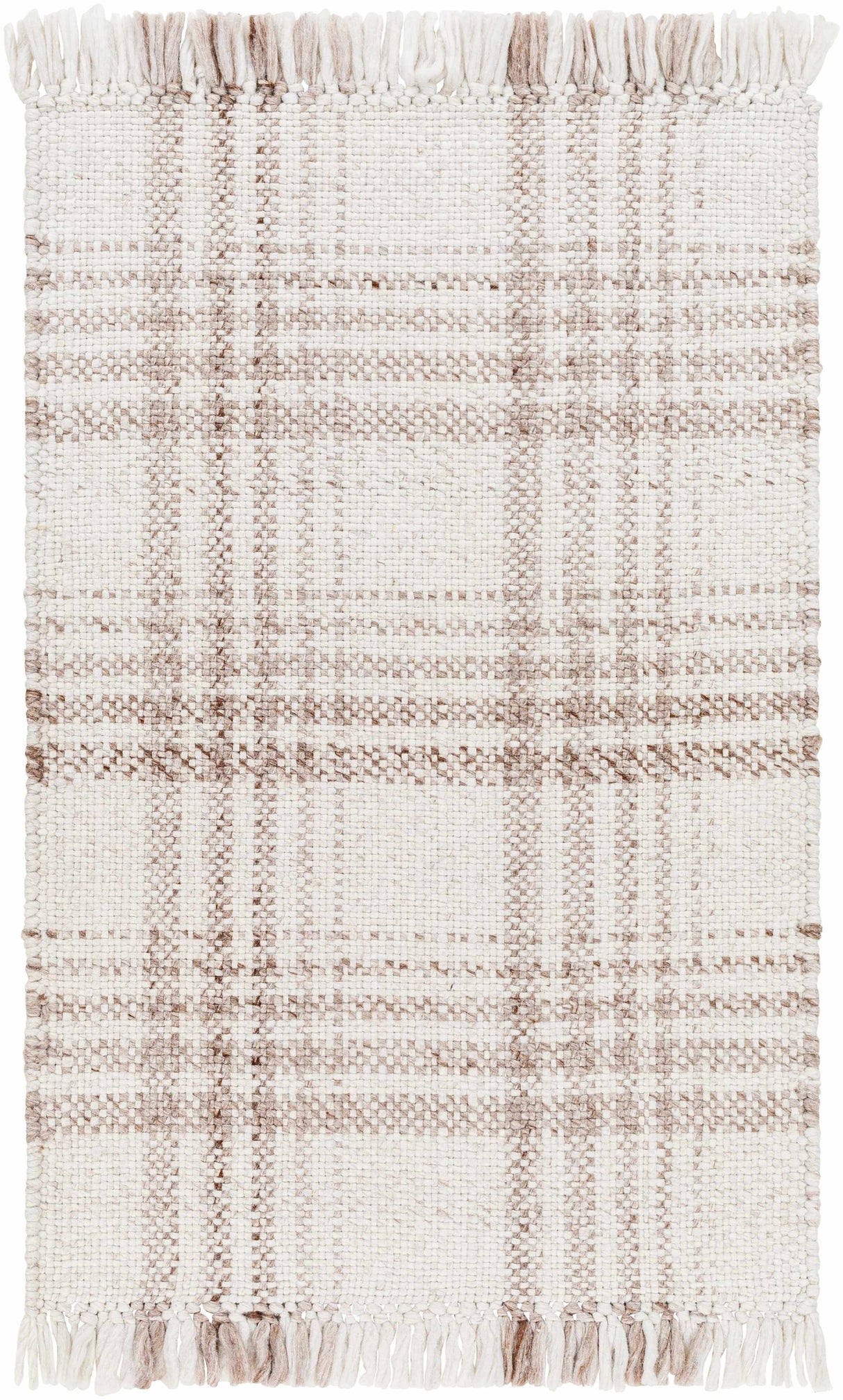 Inara Light Brown Plaid Hand Woven Area Rug