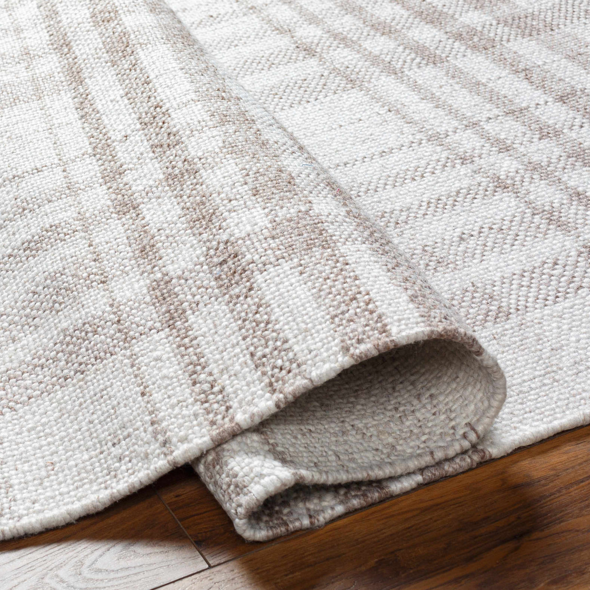 Inara Light Brown Plaid Hand Woven Area Rug