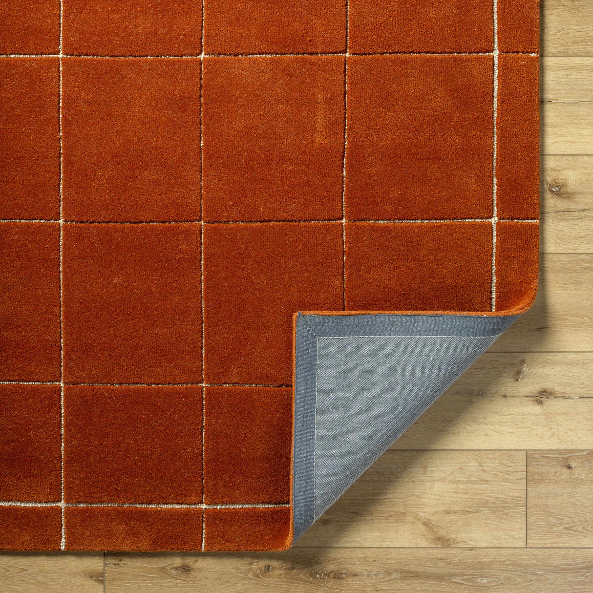 Siarl Burnt Orange Checkered Area Rug