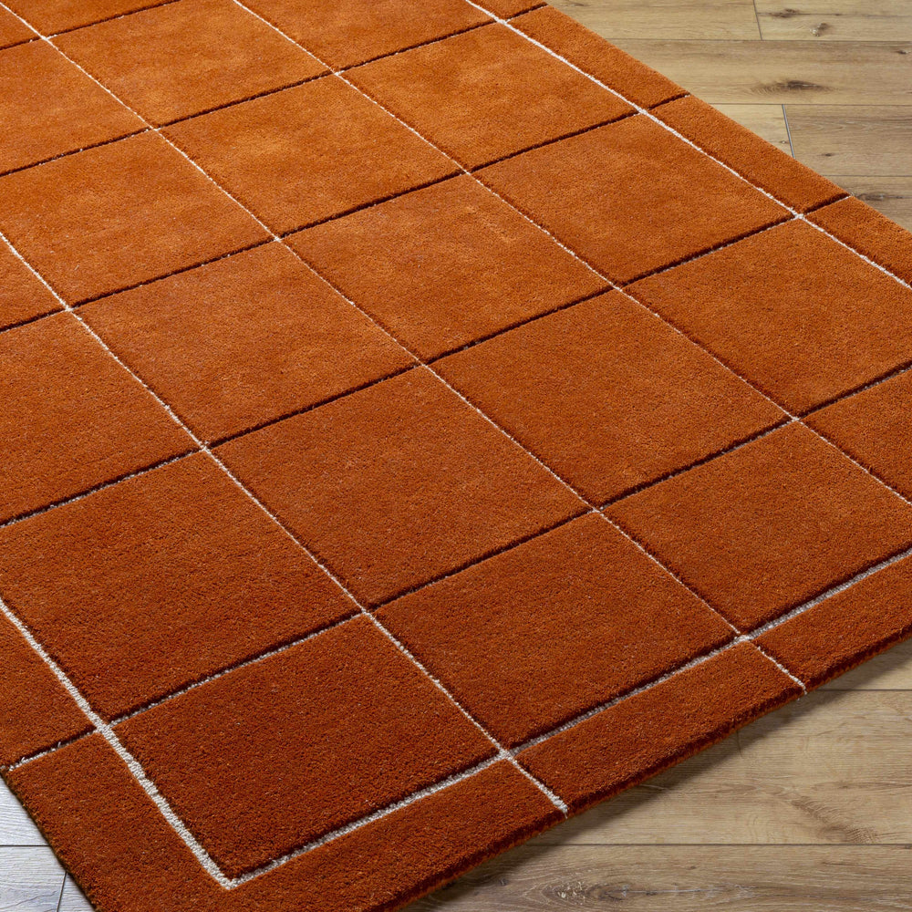 Siarl Burnt Orange Checkered Area Rug