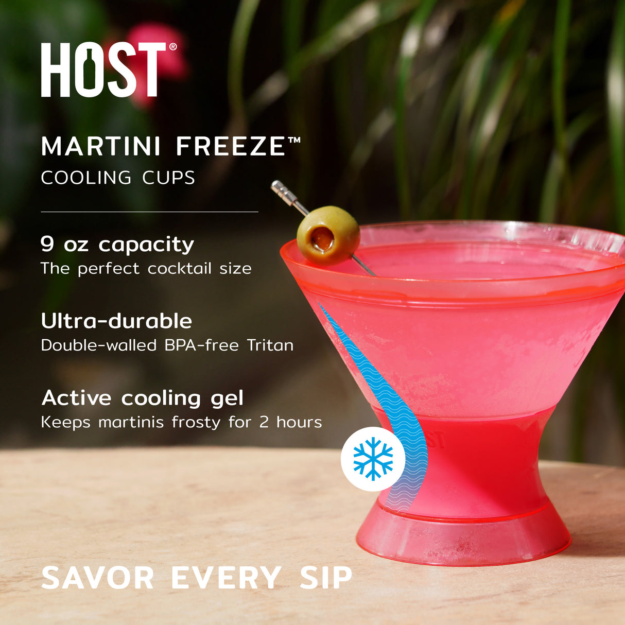 Martini FREEZE™ Cooling Cups – Set of 2 Insulated Stemless Martini Glasses (9 oz)