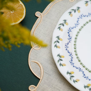 Celestia Linen Ivory Gold Trim Square Placemats