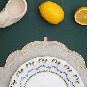 Celestia Linen Ivory Gold Trim Square Placemats