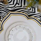 Zeal White Black Gold Square Faux Leather Placemat