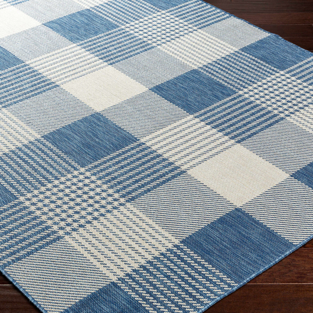 Aubin Blue Plaid Area Rug - Clearance