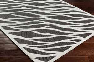 Astra Zebra Print Black Outdoor Rug - Clearance