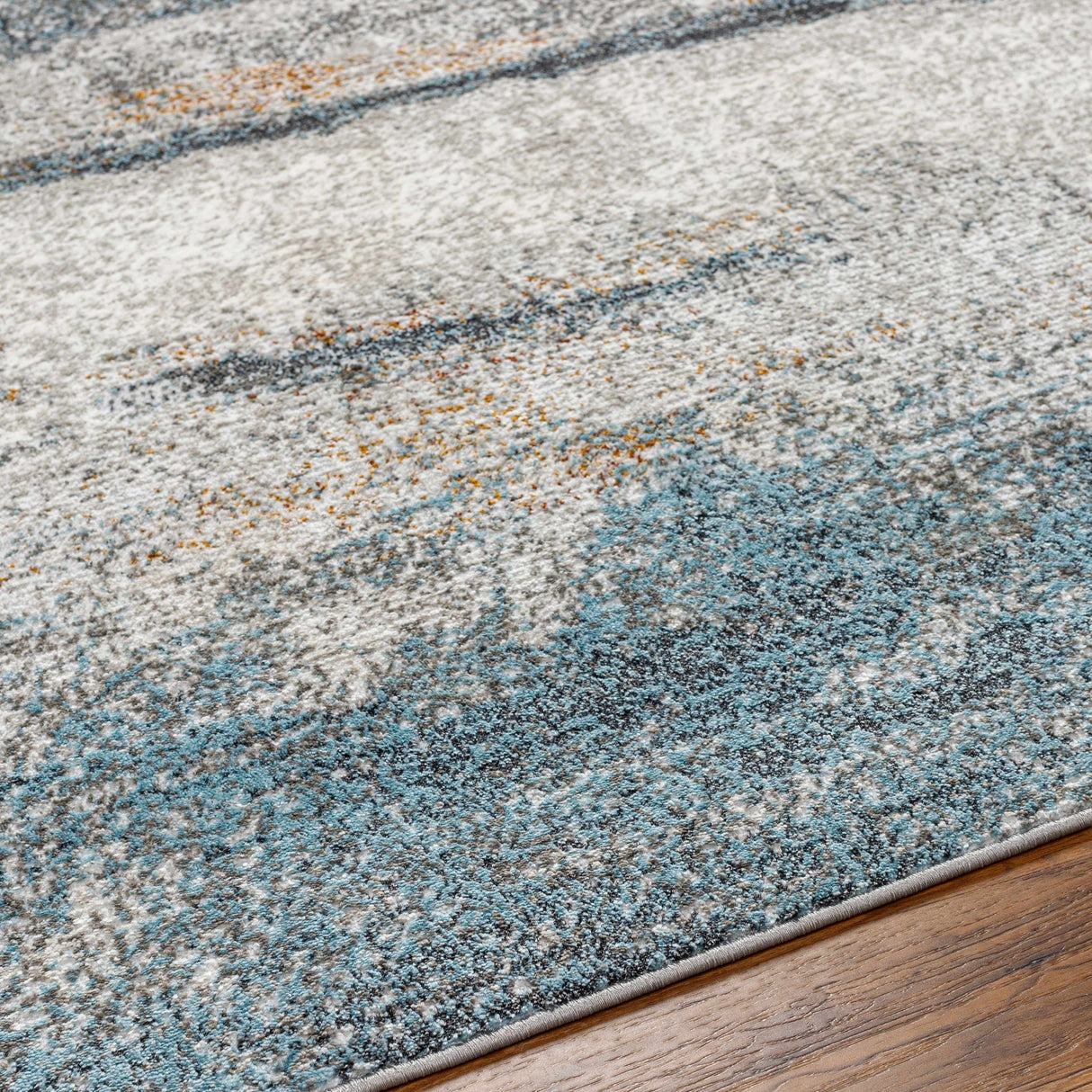 Adam Gray Blue Abstract Area Rug
