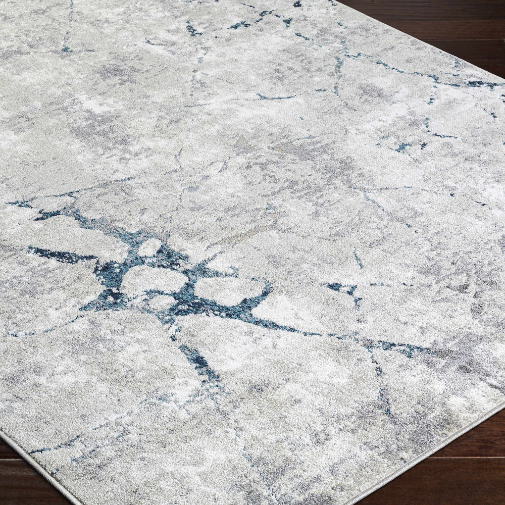 Kynan Gray & Blue Marble Area Rug - Clearance