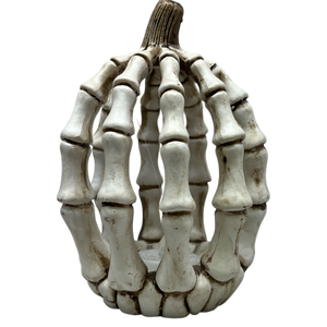 Lighted Resin Halloween Skeleton Pumpkin - Tall